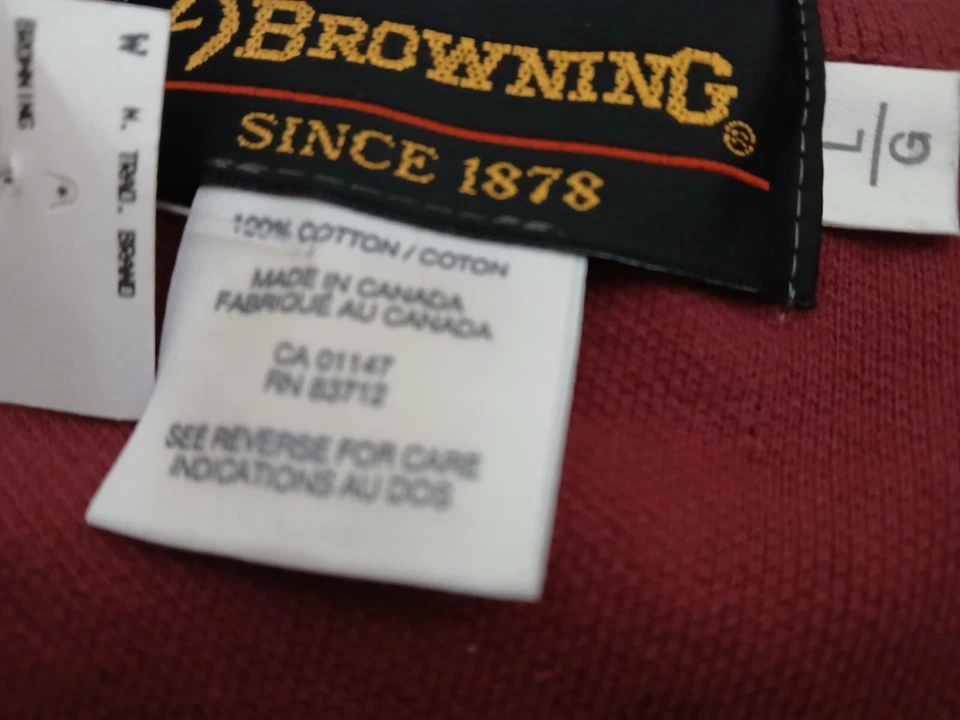 Browning Men's 1/4 Zip Fleece Sweatshirt Dark Red Size Large NWT 100% Cotton - Image 2 of 4
