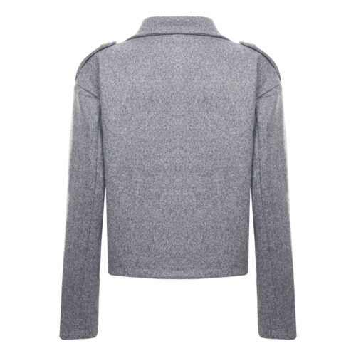 Womens Classic Fit Woolen Short Coat Lapel Long Sleeve Office Work Crop Jacket  - Bild 40 von 49