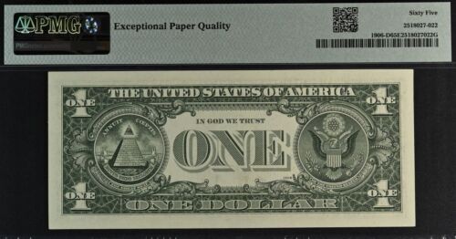 1969C $1 FRN Cleveland PMG 65EPQ February 5 birthday low serial number 00000205 - Picture 3 of 3