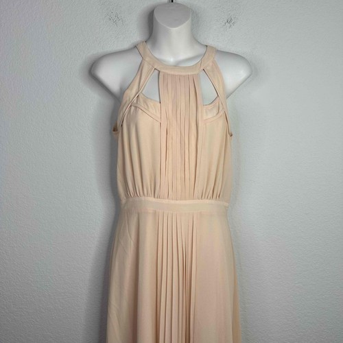 Adelyn Rae Dress Womens Small Blush Sleeveless Cutout Pleated Maxi - Picture 3 of 11