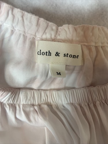 Cloth & Stone Anthropologie Top Womens Medium Banded Lux Dye White Pink Tunic - Picture 9 of 12
