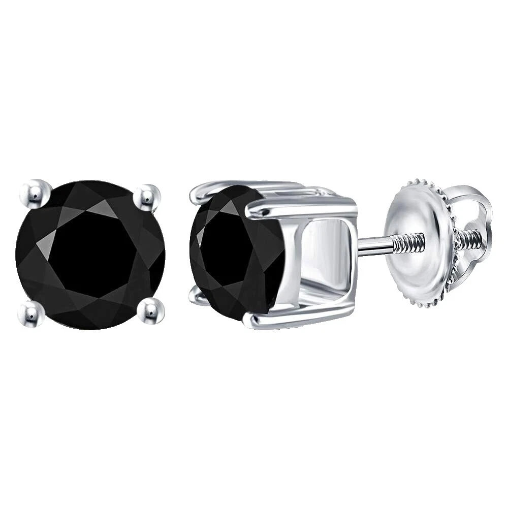 Мужские серьги Black Diamond белое золото