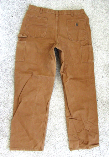 2 pr Carhartt Carpenter pants 38x34 B11 brn B11 des Dungaree fit Duck canvas - Picture 7 of 10