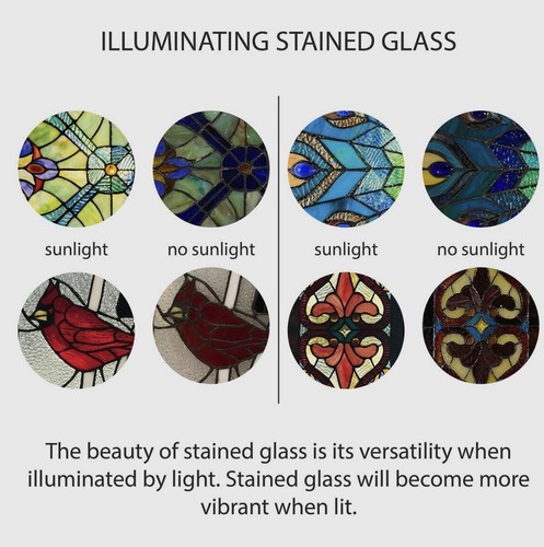 9,5" Höhe Marisol Multicolor Vögel Fensterscheibe Buntglas - Bild 8 von 8