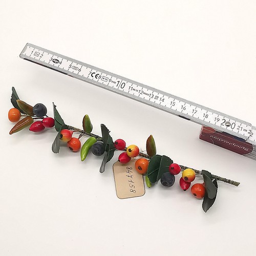 Früchte Zweig Gemüse Kunstblume Sebnitz alter Christbaumschmuck Watte Handarbeit - Bild 3 von 5
