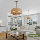 4-Light Boho Rattan Chandelier Light Fixture, 17.7” Hand Woven Rustic Home Decor