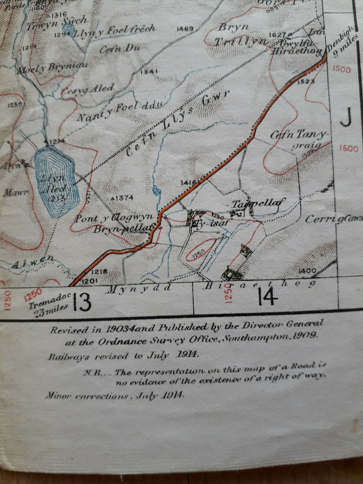 Ordnance Survey Map No9 Bangor Llandudno and Colwyn Bay Circa 1914 - Picture 4 of 5