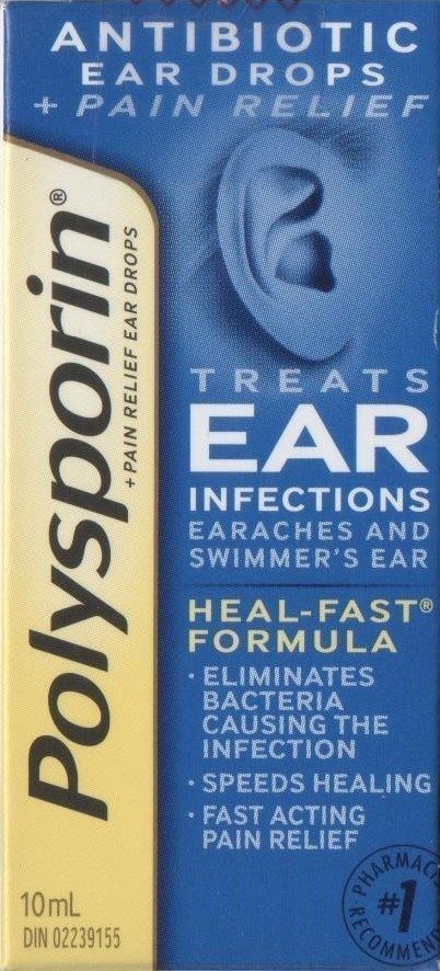 Polysporin Antibiotic Ear Drops Treats Ear Infections 15 ml Heal-Fast Formula