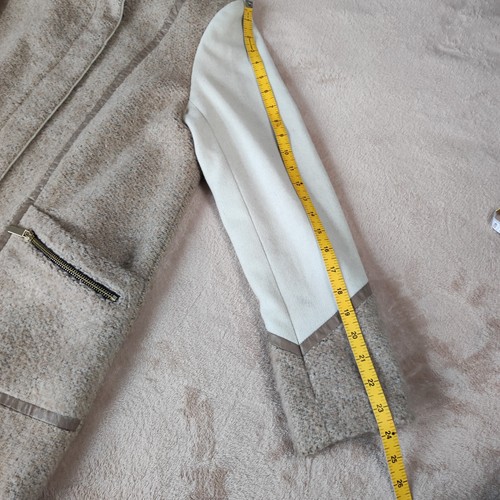 River Island Womens Coat Faux Fur Collar Size UK 12 Beige Cream Zip Closure Midi - Picture 16 of 18
