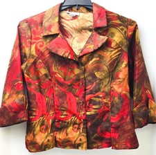 Dressbarn Women's Size M Red Brown Orange Jacket Blazer Career 4 Buttons Medium