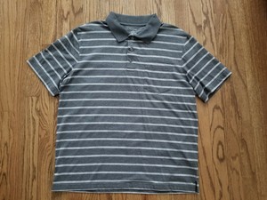 George-Mens-short-sleeve-Polo-golf-striped-Shirt-Size-L-42-44-Gray