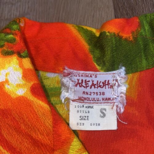 Hale Aloha Shirt Vintage 60s Isoshima's Hawaiian Mens Small Acrylic Honolulu Vtg - Picture 4 of 11