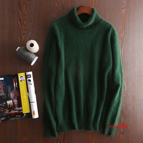 Mens Business Mink Sweater Turtleneck Cashmere Loose Thick Plus-size Knit Jumper - Picture 11 of 32
