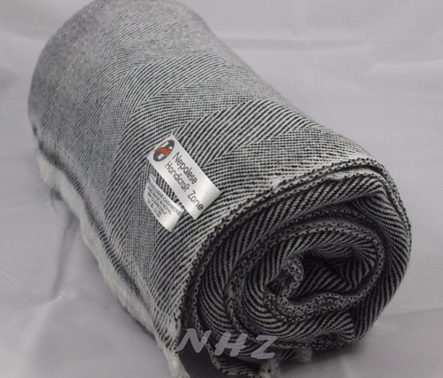 Himalayan Cashmere~Throw~Natural Black Color~Blanket~54"x108"~Hand Made in Nepal - Picture 6 of 7