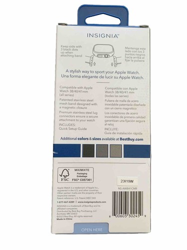 Insignia Stainless Steel Mesh Band for Apple Watch 38mm, 40mm and 41mm - Picture 2 of 3