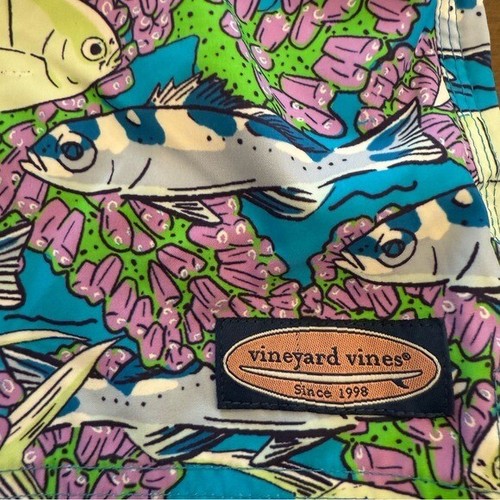 Vineyard Vines Boy’s Printed Chappy Swim Trunks Fish Electric Blue Size 6 Lined - Picture 9 of 11