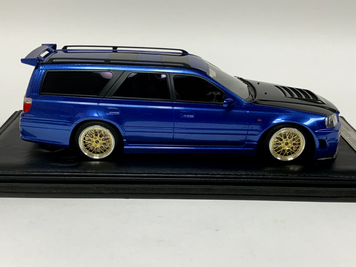 1/18 IVY Models Nissan R34 Stagea Custom Version Wagon Blue Carbon