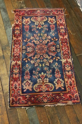 Vintage Tribal Teppich oder Matte 4 Fuß x 27 Zoll alt Nachlass Fund Vintage Wohnzimmer Wandteppich