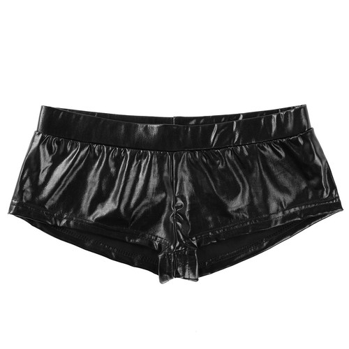 Booty-Shorts Damen-Hotpants Metallic Kunstleder Reißverschluss Damen Dancing Rave - Bild 8 von 35