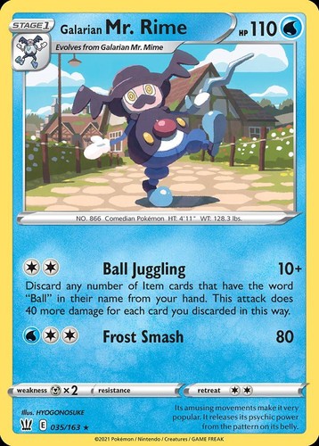 Pokemon Galarian Mr. Rime (35/186) Battle Styles LP