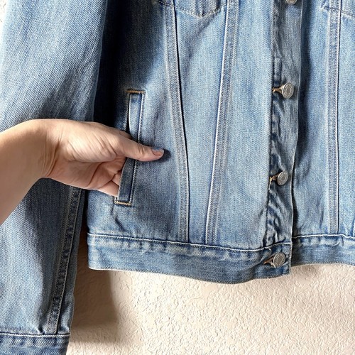 GAP Camo Jeansjacke Größe Medium helle Waschung 100 % Baumwolle Armee Knopfleiste Taschen - Bild 4 von 10