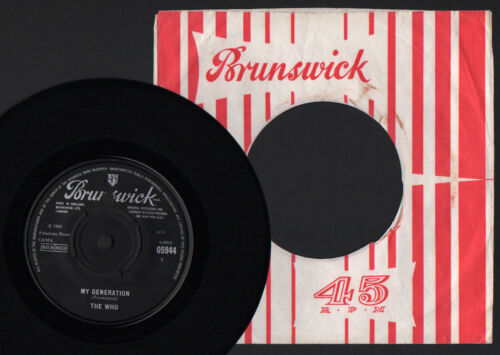 7" THE WHO MY GENERATION / SHOUT AND SHIMMY 1965 BRUNSWICK COVER PUSH-OUT CENTER