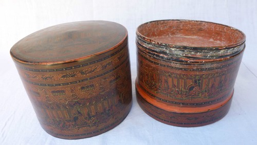 BIRMANIE boite à bétel laquée birmane 1970 Burma burmese lacqueware box - Foto 4 di 10