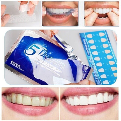 5D TEETH WHITENING STRIPS PRO SAFE WHITE TOOTH CLEAN GEL BLEACH DENTAL STRENGTH - Picture 8 of 10