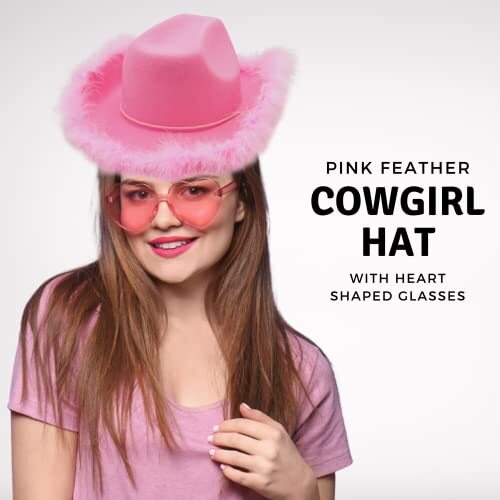 Cowboy Hat with feathers With Heart Shaped Sunglasses for  display picture 3