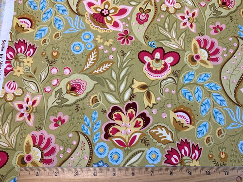 Cotton Fabric SOPHIE Clothworks Stepping Stones Pink Red Blue Green Floral FQ - Picture 3 of 3