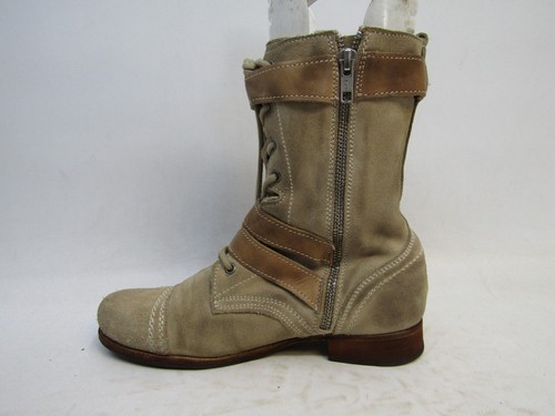 All Saints Womens Size 38 EUR Brown Suede Zip Laces Buckle Ankle Fashion Boots - Picture 2 of 11