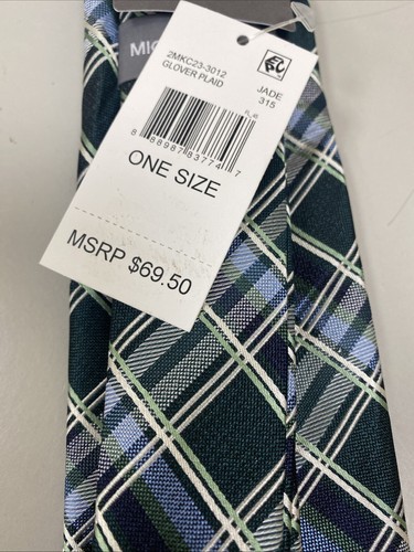 MICHAEL KORS Men's Tie Silk Blend Glover Plaid Jade NWT - Picture 4 of 4