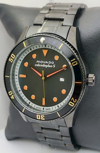 Luxury MOVADO Quartz Men Black Dial With Date Rotating Bezel Wristwatch - Picture 3 of 7