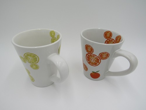 Disney Hidden Mickey Mouse Fruit Mugs Citrus Lemon Orange Slices Stoneware (2) - Picture 12 of 13