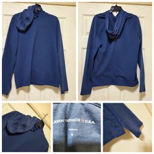 John Varvatos Hoodie Mens Medium Blue Jumper Minimalist Sweater Leisure Active