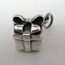 Sterling Silver GIFT BOX Charm for Bracelet PRESENT Pendant BIRTHDAY Anniversary