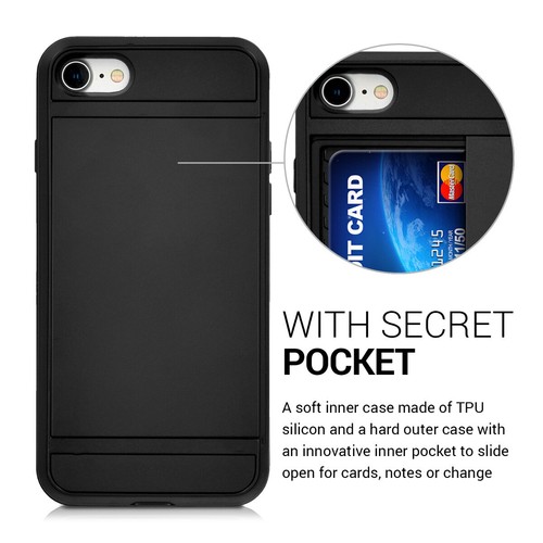 HYBRYDOWE TWARDE ETUI Z KIESZENIĄ NA KARTY DO Apple iPhone SE 2022 iPhone SE 2020 iPhone - Zdjęcie 3 z 7