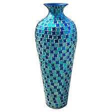 DecorShore Decorative Mosaic Vase- Tall Home Decor Geometric Pattern Metal Floor