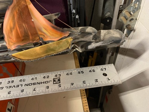 RARE MCM Lighthouse Nautical Mid Century Modern Wall Art Sculpture Brass Copper - Picture 17 of 17