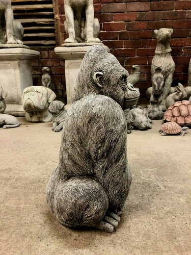 Gorila Plata Espalda Macho Adorno Mono Jardín o Hogar Hormigón Estatua de Piedra Sulpto - Imagen 7 de 9