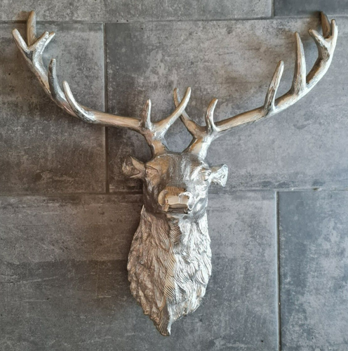 Wandhänger Metall Hirschkopf Geweih 54 cm Jagd Wild Trophäe Wald Casablanca Deko - Bild 1 von 6