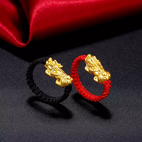 1pcs Pure 999 24K Yellow Gold Men Women 3D Wealth Dragon Pixiu Ring Us Size:4-12 - Picture 4 of 4