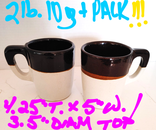VTG Robinson USA STONEWARE HEAVY MUGS Pair 2 Brown Drip White D HandleRARE!!! - Picture 15 of 15