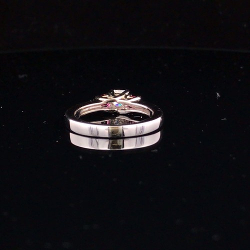 LADY'S 0.85 G COLOR 3 STONE PRINCESS DIAMOND WEDDING RING 14K WHITE GOLD - Picture 3 of 4