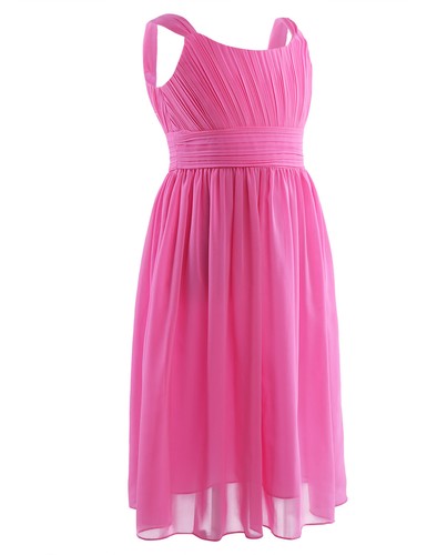 Kids Flower Girl Dress A-Line Chiffon Dress Princess Pageant Bridesmaid Dress - Picture 28 of 90