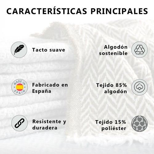 Manta de Algodón, Colcha 4 Estaciones Espiga Decorativa con Flecos Extra Suave - Imagen 14 de 43