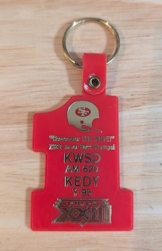 vintage 1989 49er super bowl champs/#1 shaped/red/gold/key chain - 第 1/3 張圖片