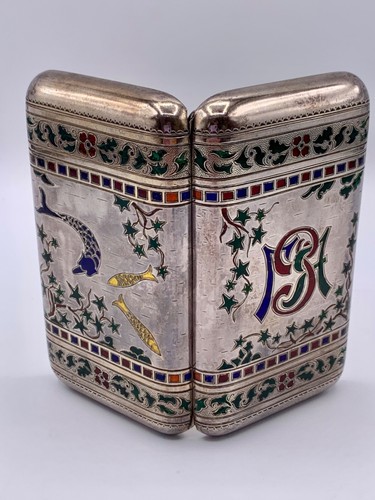 XIX C ANTIKES RUSSISCHES KAISER ZIGARETTENETUI KHLEBNIKOV 88 SILBER VERGOLDUNG EMAILLE - Bild 1 von 15