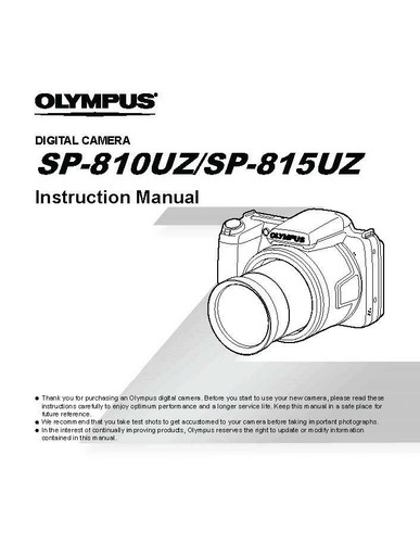 OLYMPUS SP-810 UZ DIGITAL CAMERA PRINTED INSTRUCTION MANUAL USER GUIDE A5 - 第 1/1 張圖片