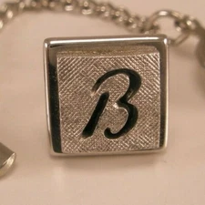 B Initials Monogram Letter Vintage SWANK Lapel Pin brad brent ben bill bart y84